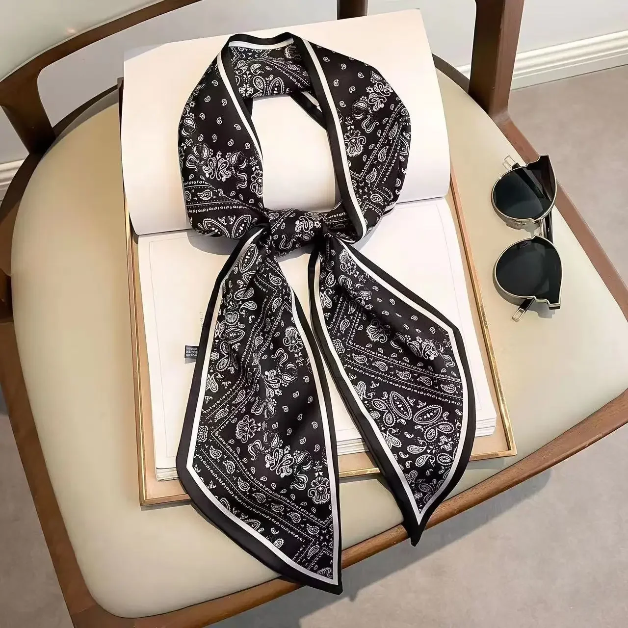 Discount Luxury Bags - Design Print Skinny Scarf Plaid Horse