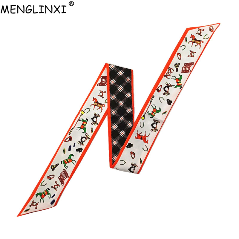 Discount Luxury Bags - Horse Plaid Skinny Scarf Women Bag
