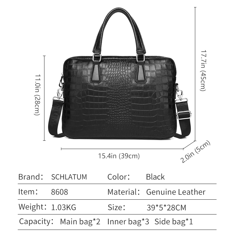 SCHLATUM Genuine Leather Croco - Luxury Bags That Fit Laptop recensie en prijs