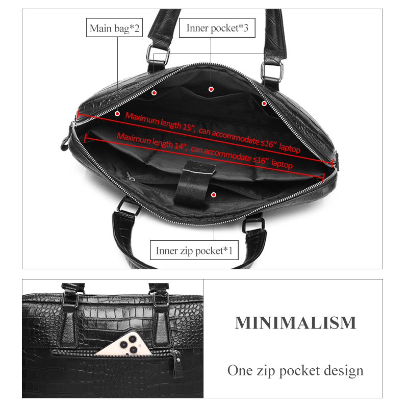 SCHLATUM Genuine Leather Croco - Luxury Bags That Fit Laptop recensie en prijs