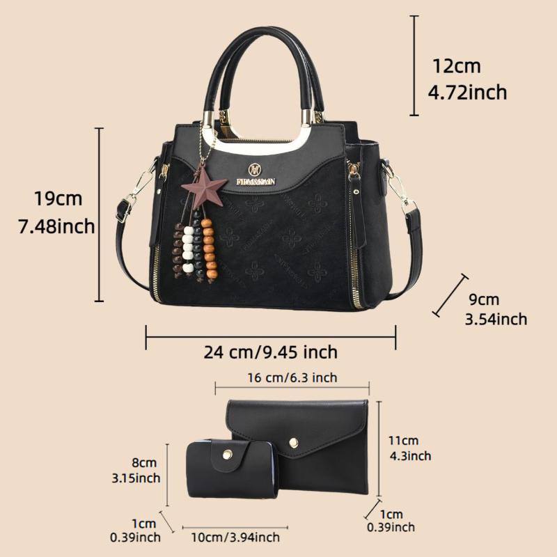 Stylish women's handbag, solid - Luxury Zipper Bags recensie en prijs