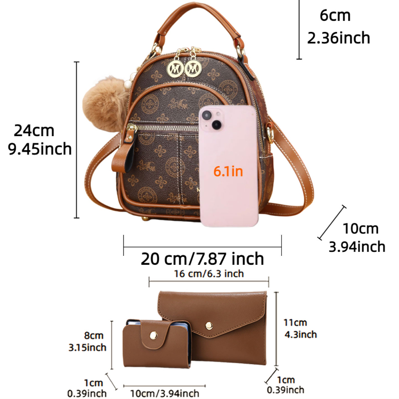 3-piece women's bag set, light - Luxury Zipper Bags recensie en prijs