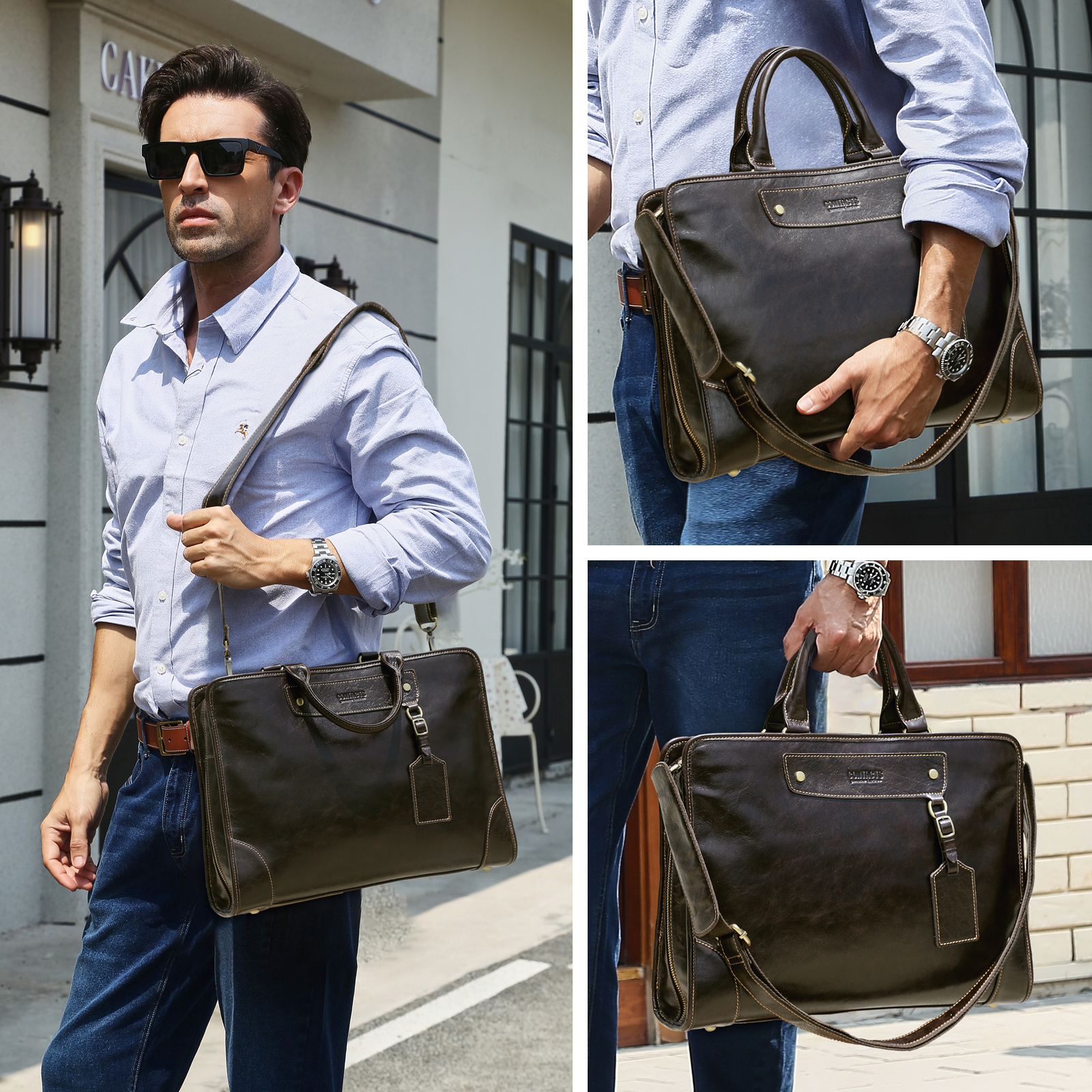 CONTACT'S Genuine Leather Busi - Luxury Bags That Fit Laptop recensie en prijs