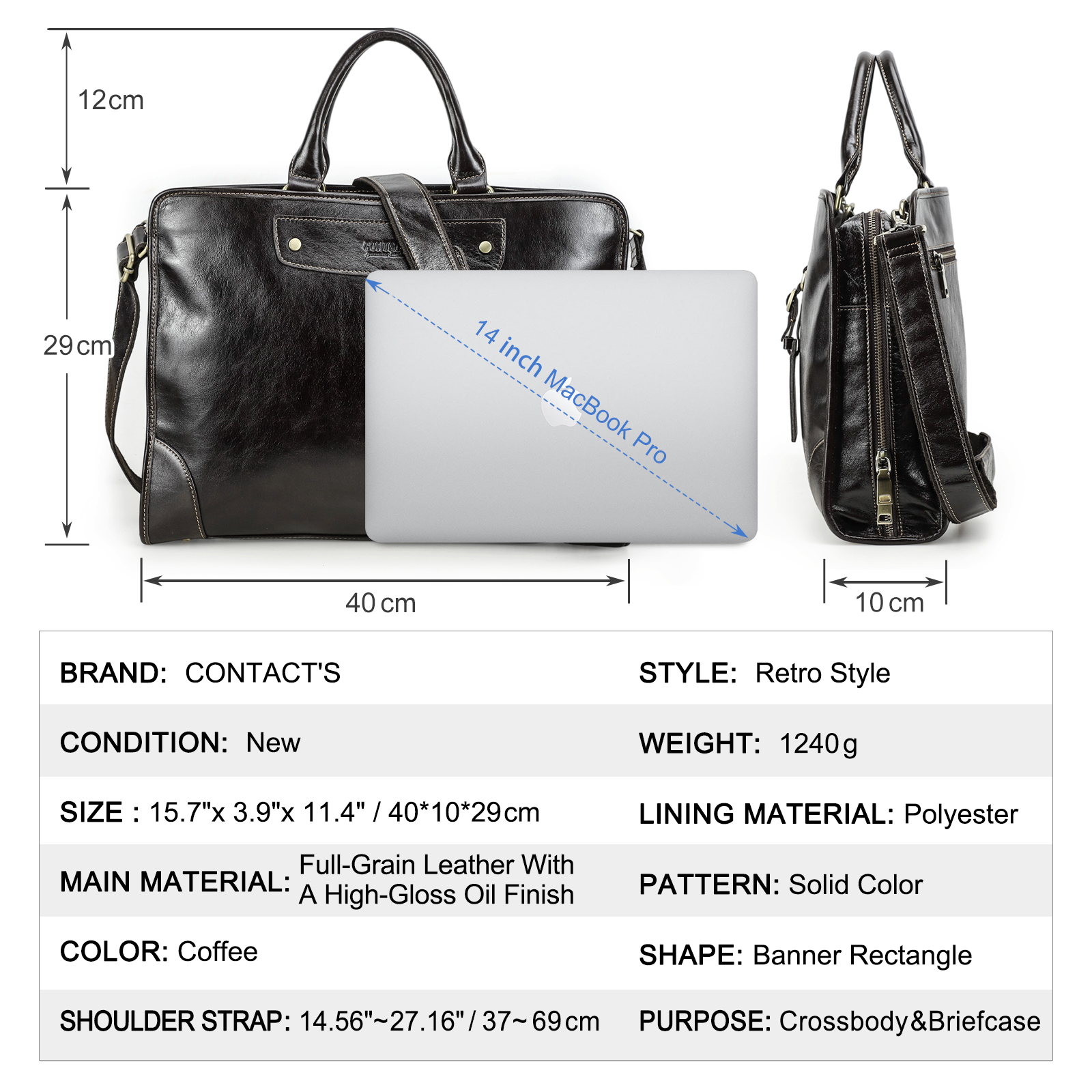 CONTACT'S Genuine Leather Busi - Luxury Bags That Fit Laptop recensie en prijs
