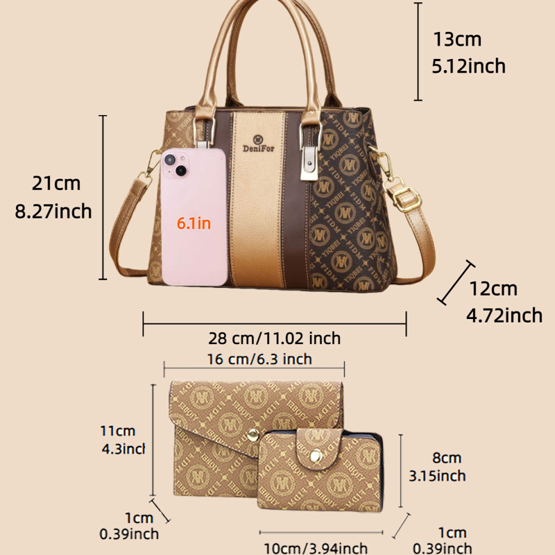3-piece set of women's handbag - Luxury Zipper Bags recensie en prijs